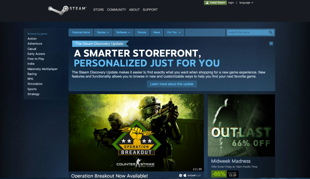 Steam Home page @ theactionpixel.com