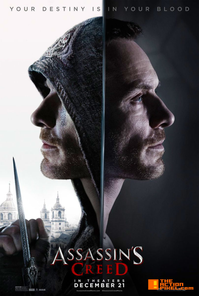 assassin's creed, poster, Callum lynch, entertainment on tap, new regency, the action pixel, ubisoft, 20th century fox, poster, michael fassbender, 