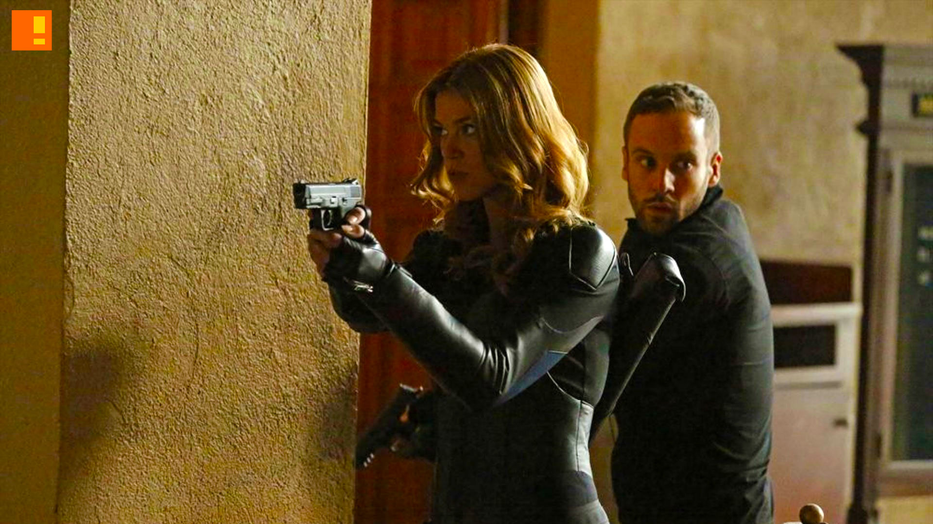 Adrianne Palicki‘s Bobbi Morse (also known as Mockingbird) and Nick Blood’s Lance Hunter. Agents of SHIELD. the action pixel. @theactionpixel. marvel. abc.