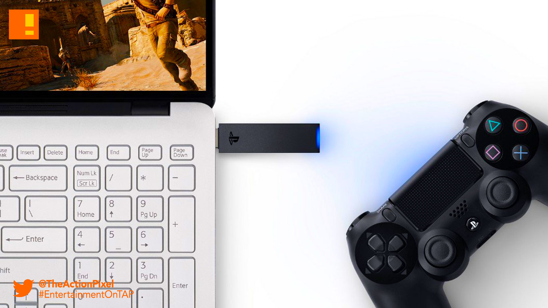 playstation, dualshock 4, playstation now, usb, controller, pc, the action pixel,entertainment on tap