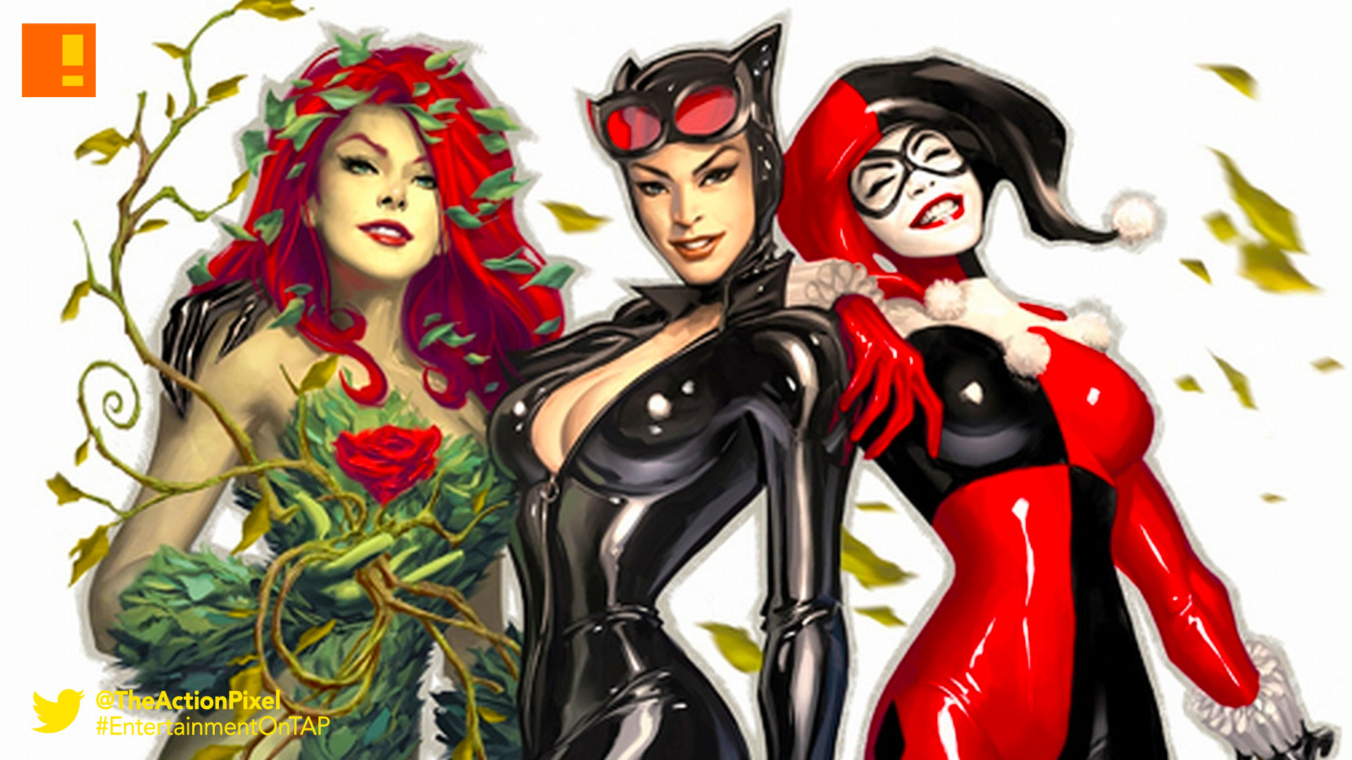 gotham city sirens,harley quinn,catwoman, poison Ivy,dc comics. the action pixel, @theactionpixel