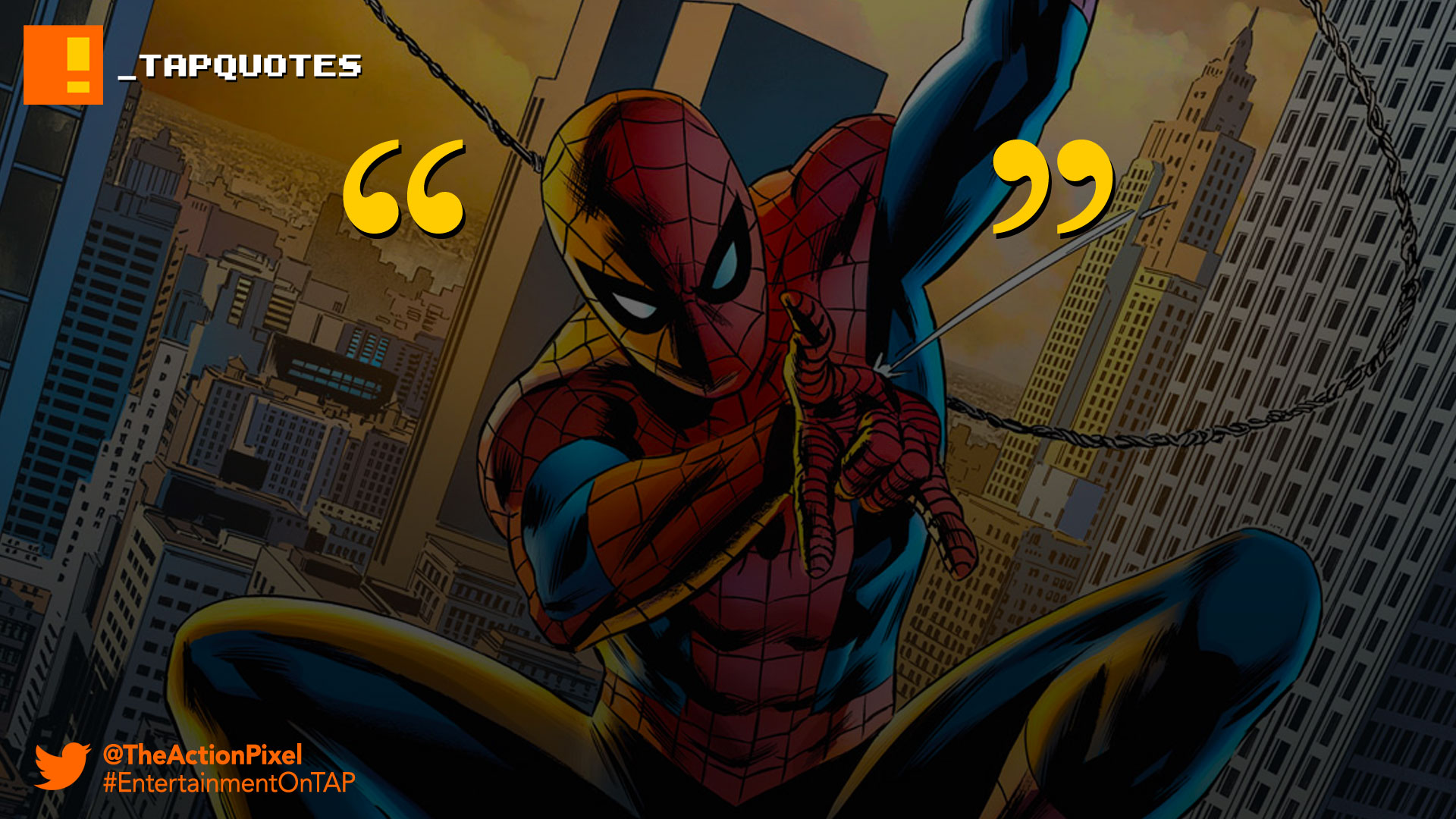 TAPQuotes, tap quotes, quotations, spider-man, spiderman, voltaire, marvel, with great power there must also come – great responsibility, the amazing spider-man,