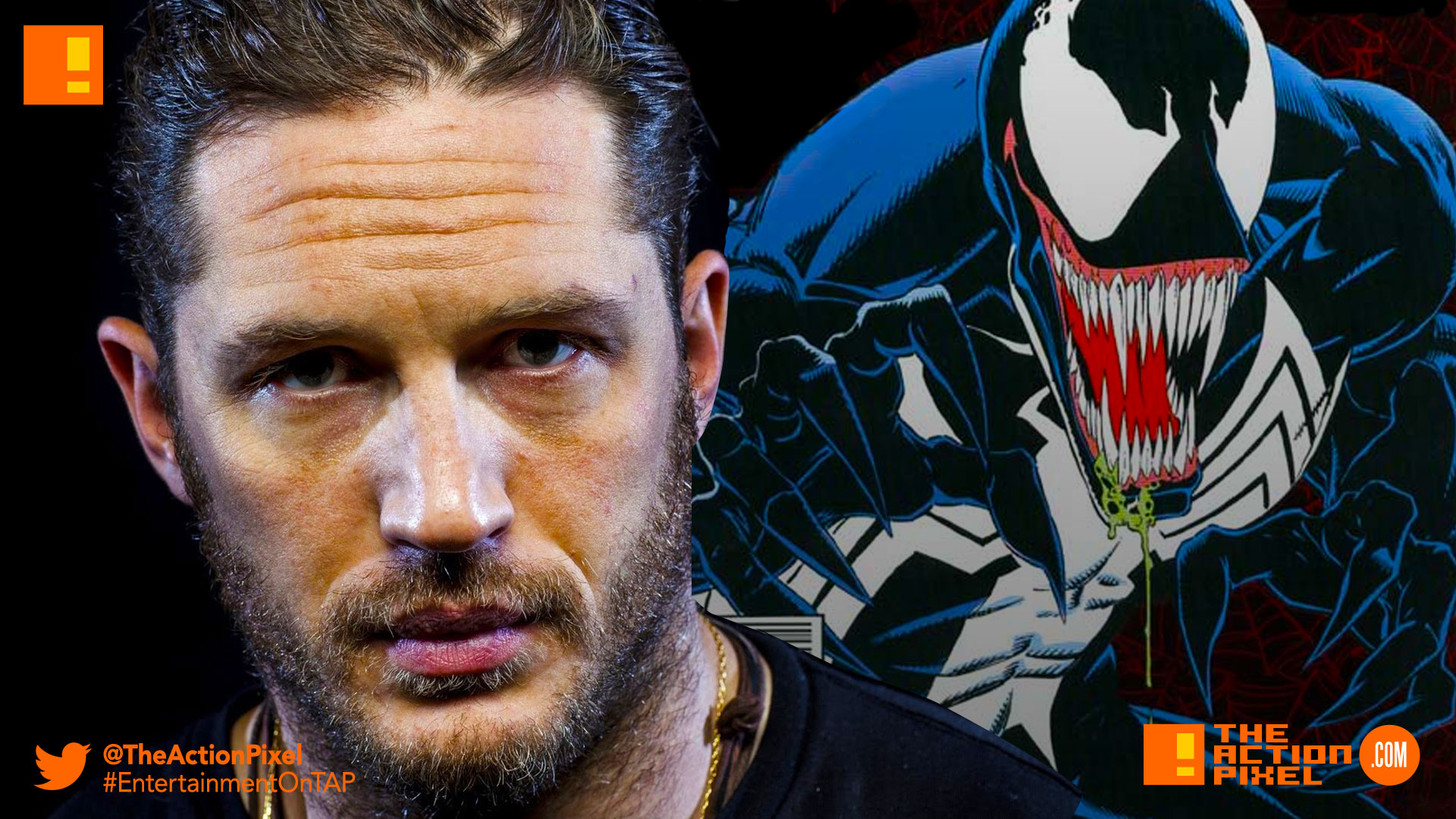 tom hardy, venom, spider-man, spin-off, the action pixel, entertainment on tap,sony picturestom hardy, venom, spider-man, spin-off, the action pixel, entertainment on tap,sony pictures