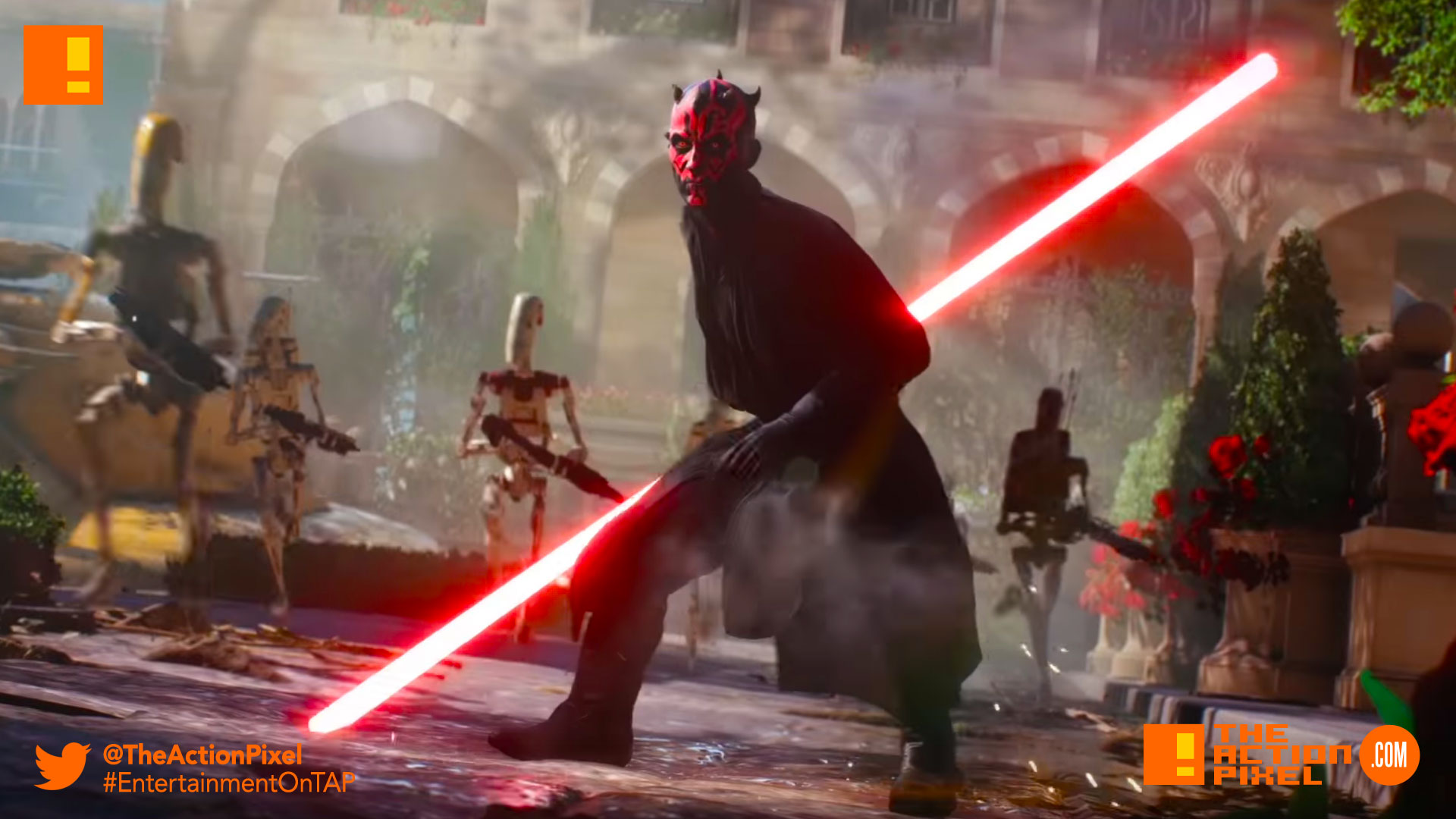 darth maul, battlefront II, star wars battlefront II,star wars battlefront,star wars, ea , electronic arts, gameplay trailer,trailer, ea, dice, storm troopers,battle droids,droids, lightsaber, the force, the dark side, the action pixel,entertainment on tap