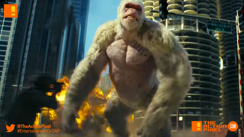 rampage, poster, 80s,arcade games, video game, big meets bigger, the rock, dwayne johnson, dwayne "the rock" johnson, poster, trailer, entertainment on tap, the action pixel, trailer,