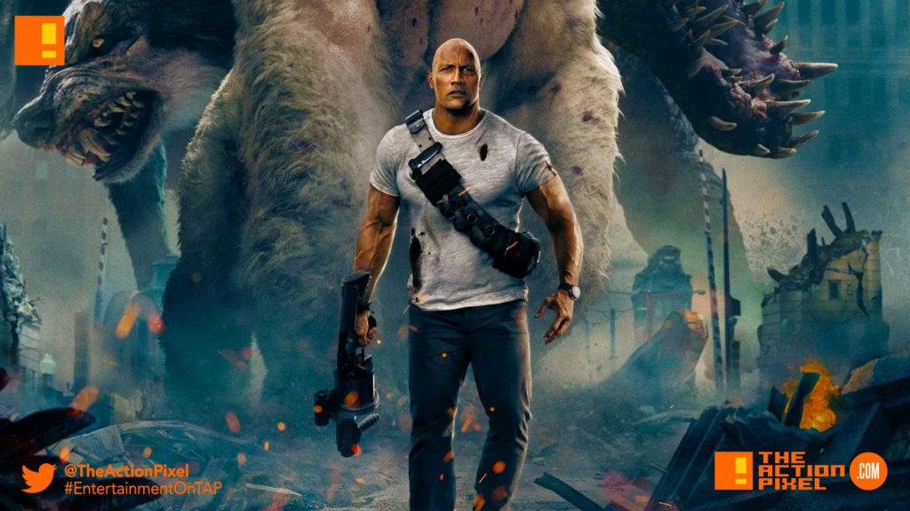 rampage, poster, 80s,arcade games, video game, big meets bigger, the rock, dwayne johnson, dwayne "the rock" johnson, poster, trailer, entertainment on tap, the action pixel
