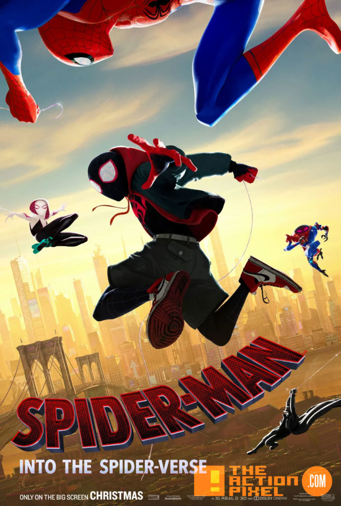 miles morales, spiderman, spider man, spider-man, sony, marvel, marvel comics, animated feature, animation, the action pixel, entertainment on tap,sony animation, marvel,into the spiderverse, spider-man: into the spider-verse,gwen stacey, poster