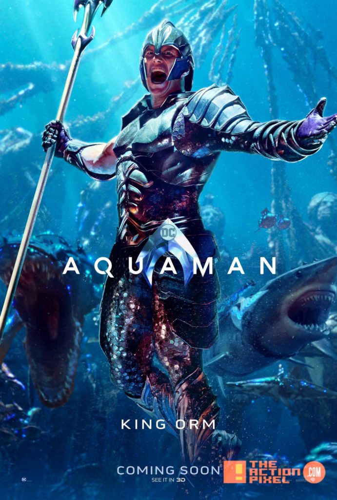 AQUAMAN, vulko, king orm, king nereus, black manta, queen atlanna, princess mera, arthur curry, dc comics, warner bros. pictures, the action pixel, character posters, poster, entertainment on tap,