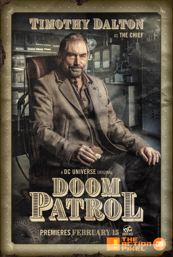 doom patrol,Dr. Niles Caulder, the chief, cyborg,Robotman, Negative Man, Elasti-Girl, crazy jane, the action pixel, entertainment on tap,