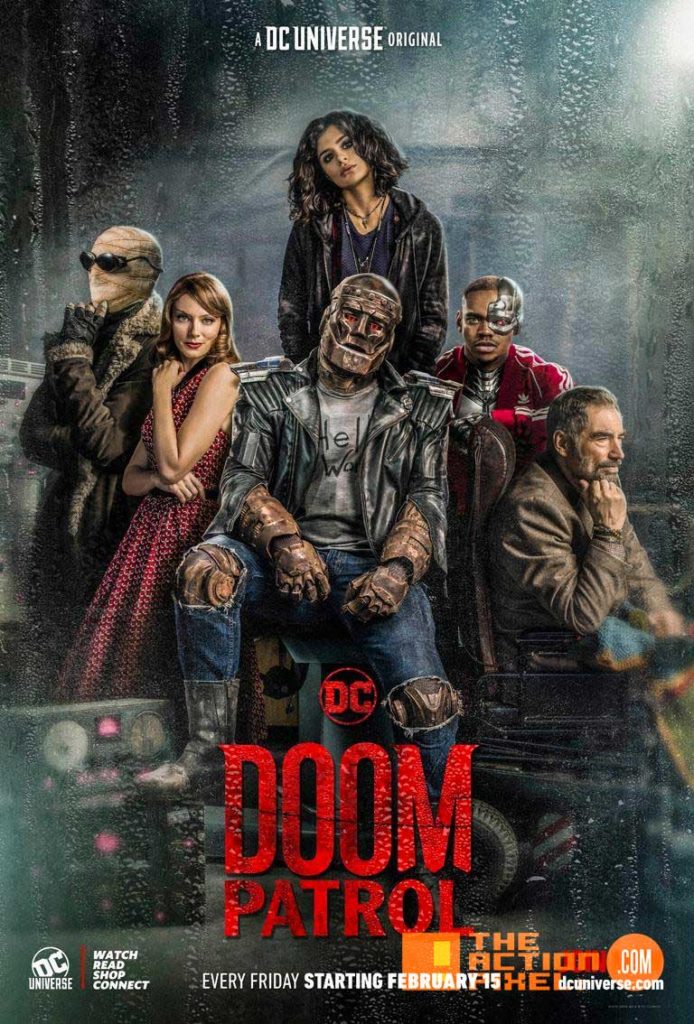 doom patrol,Dr. Niles Caulder, the chief, cyborg,Robotman, Negative Man, Elasti-Girl, crazy jane, the action pixel, entertainment on tap,