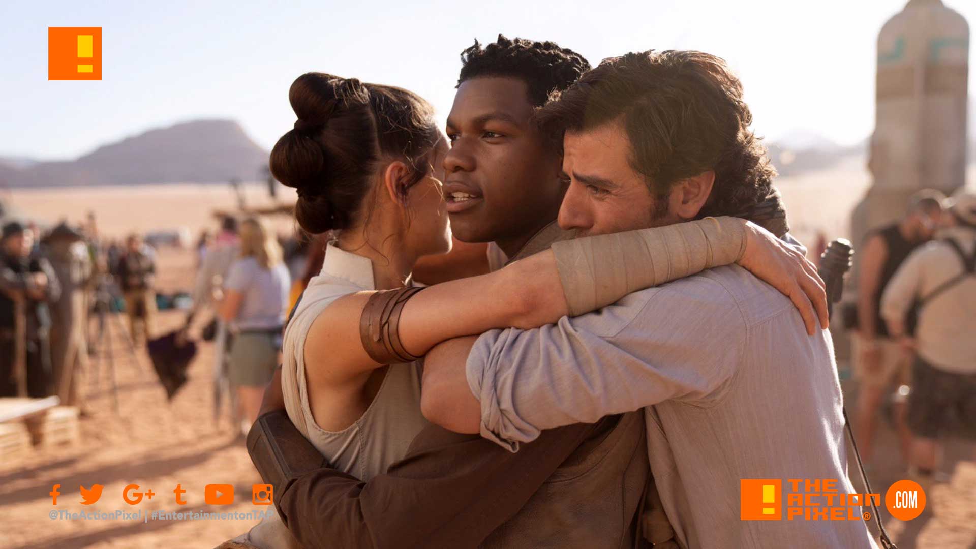 jj abrams, oscar isaac, john boyega, rey, po,daisy ridley, the action pixel, star wars, star wars ix, star wars episode ix, film wrapped, star wars primary photography, entertainment on tap