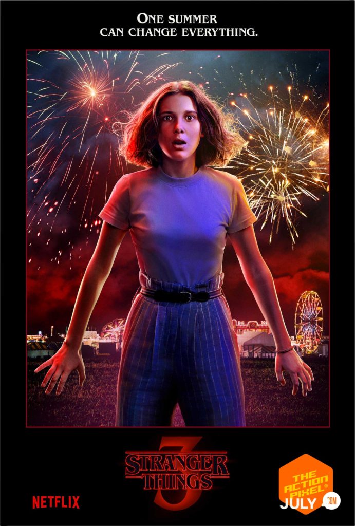 stranger things , stranger things 3, poster, netflix, entertainment on tap, the action pixel, 1980, 1985, stranger things 3 poster, stranger things poster, stranger things 3 trailer, hawkins, summer in hawkins, stranger things 3, stranger things season 3, the action pixel,