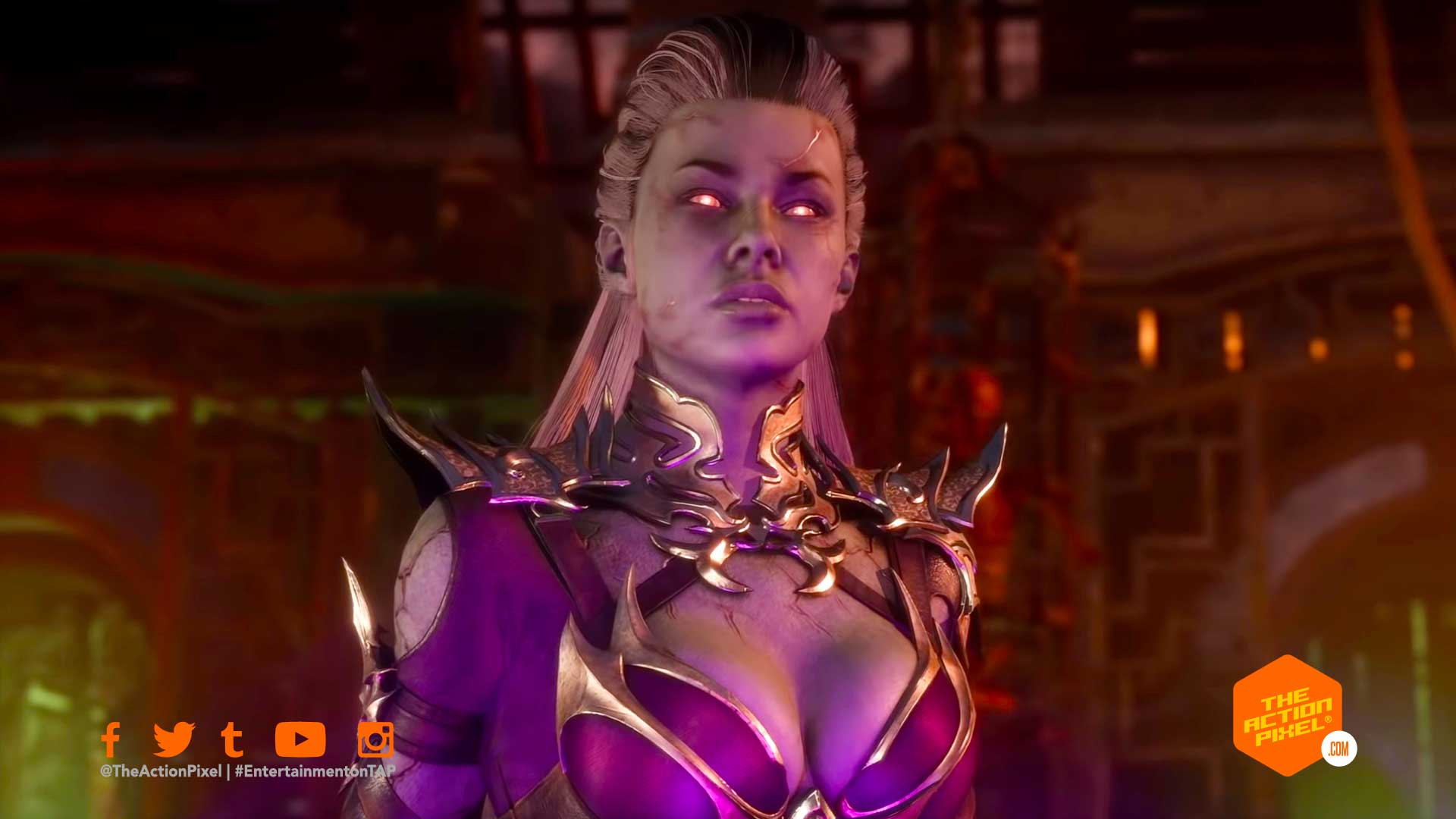 sindel,mortal kombat, mortal kombat 11, kombat pack, sindel gameplay trailer, mk11, netherrealm studios, the action pixel, entertainment on tap,