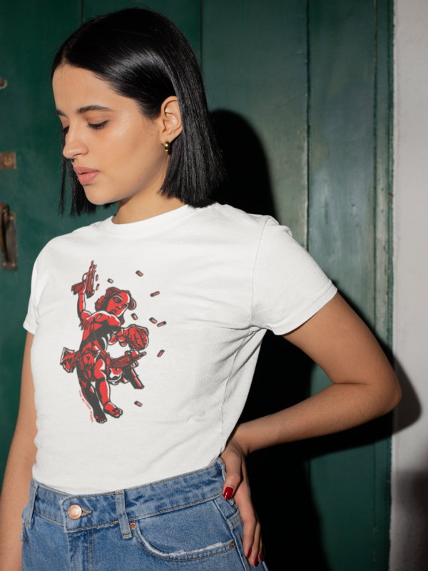 "Cupid's Arms" Cherub with Uzis Unisex T-Shirt