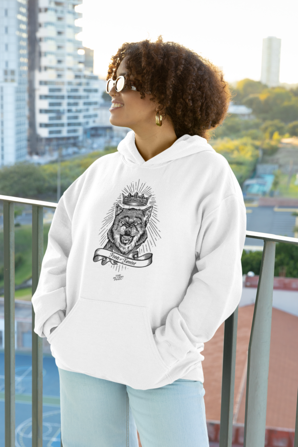 crowned wolf, hoodie, streetwear hoodie, tattoo aesthetic, crown, wolves, wolf, stylish, the action pixel, feast or famine