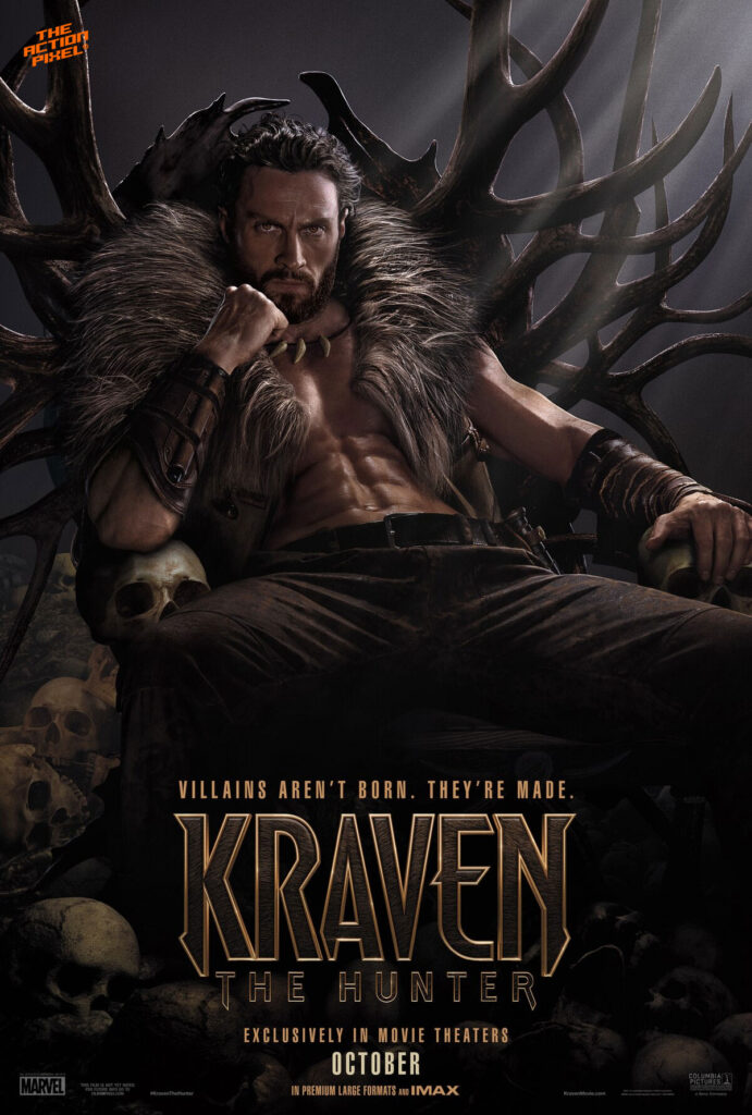 Aaron Taylor-Johnson , Ariana DeBose , Fred Hechinger, Alessandro Nivola, Christopher Abbott, ,Russell Crowe,kraven the hunter, poster, kraven the hunter red band trailer, kraven the hunter trailer, the action pixel, featured, sony pictures, spider-man, marvel