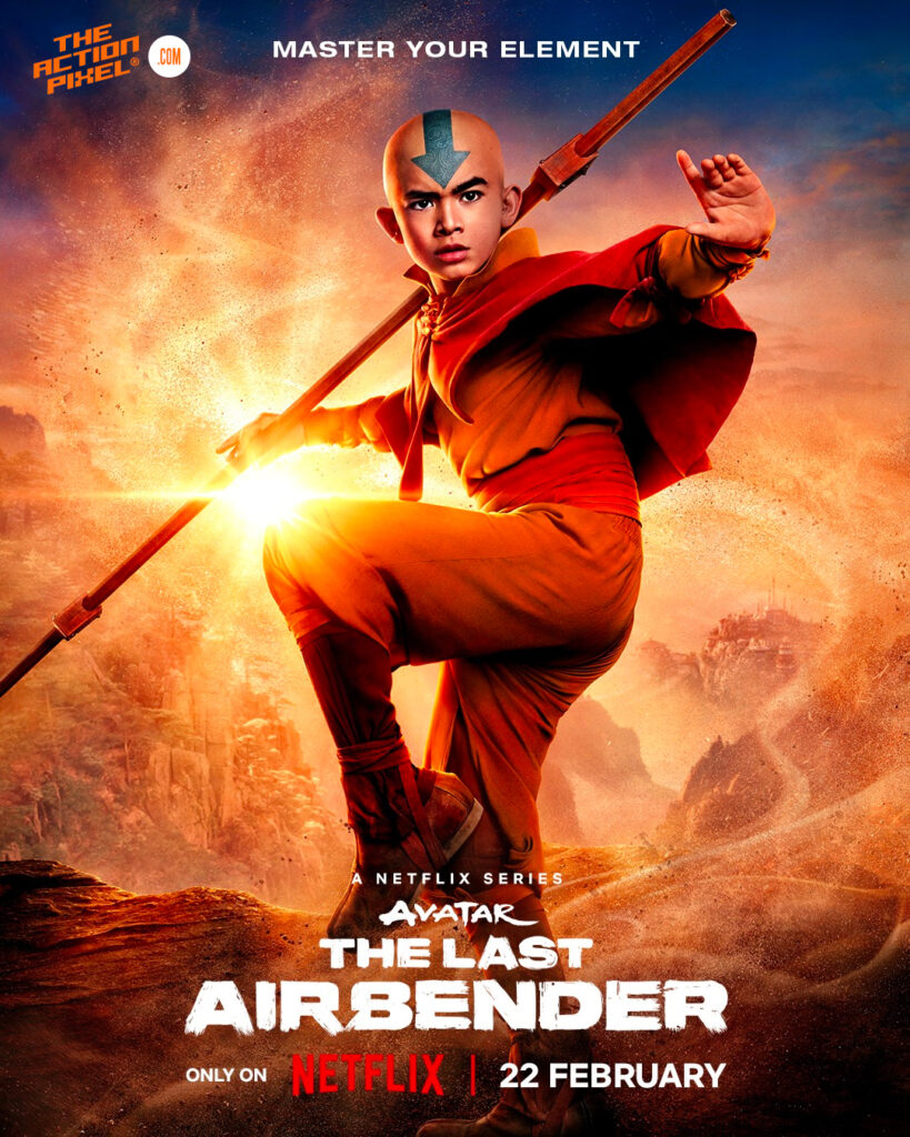 aang, the last airbender, netflix, the action pixel, soka, zuko, katara, airbender, fire nation, water tribe, earth kingdom, air nomads, netflix, nickelodeon, the action pixel, entertainment on tap, featured, the last airbender posters, the last airbender character poster, the last airbender characters,