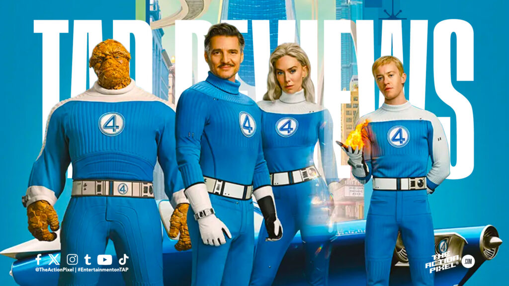 Pedro Pascal, Reed Richards, Mister Fantastic,
Vanessa Kirby,
Sue Storm, Invisible Woman,
Ebon Moss-Bachrach,
Ben Grimm,The Thing,
Joseph Quinn,Johnny Storm, Human Torch, Ralph Ineson,
Galactus,
Julia Garner,
Shalla-Bal, Silver Surfer, fantastic four, the fantastic four: first steps, the fantastic four first steps, first steps, tap review, the fantastic four review, fantastic 4, fantastic f movie, the fantastic four movie review, the fantastic four, entertainment on tap, featured, comic book movie review, film review, comic book movie, marvel studios, movie review, the action pixel